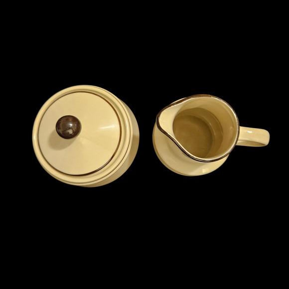 Vintage Strawberries SR Japan Stoneware Creamer & Sugar Bowl Set Brown Trim - Picture 5 of 8